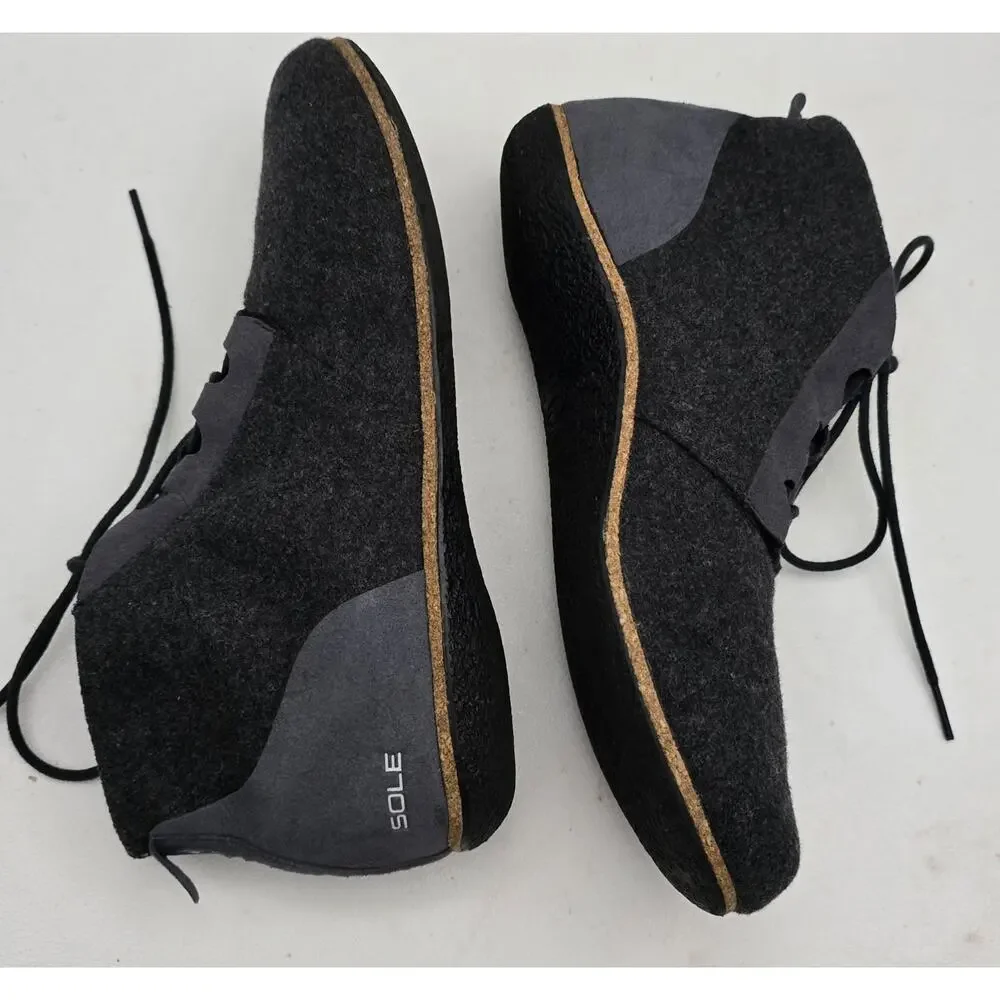 Sole District by ReCork Tour Ankle Low Boots Gray Wool Lace-Up Shoes Mens Sz 9.5